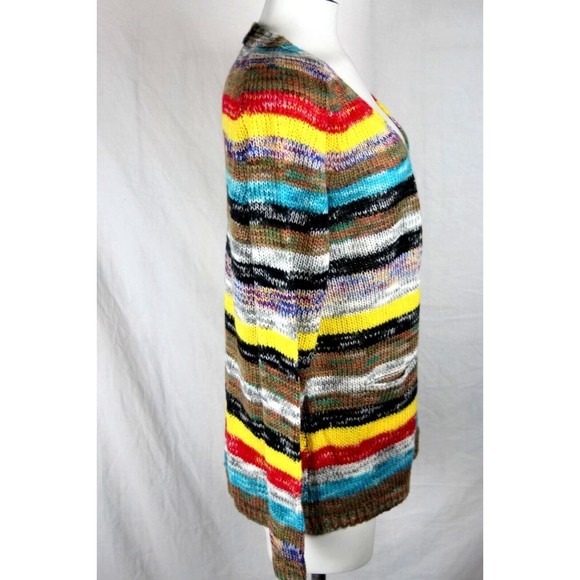 NORACORA Cardigan Womens Striped Colorful Open Front Pockets Boho Size XL - Picture 4 of 11